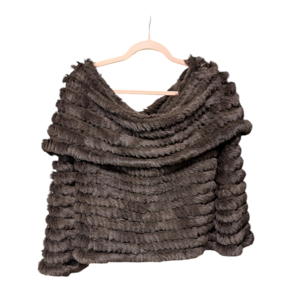 BCBGMaxAzria Textured Brown Off-Shoulder Sweater - Picture 4 of 8